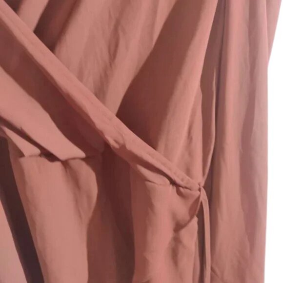 Le Château Women’s Blouse Rust Brown Wrap Front Long Sleeve Top Size M - Picture 5 of 8